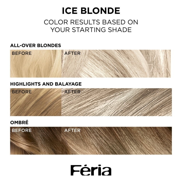 LOreal Paris Feria Long-Lasting Anti Brass Power Hair Toner, Ammonia Free Demi Permanent Hair Color, Ice Blonde Hair Toner