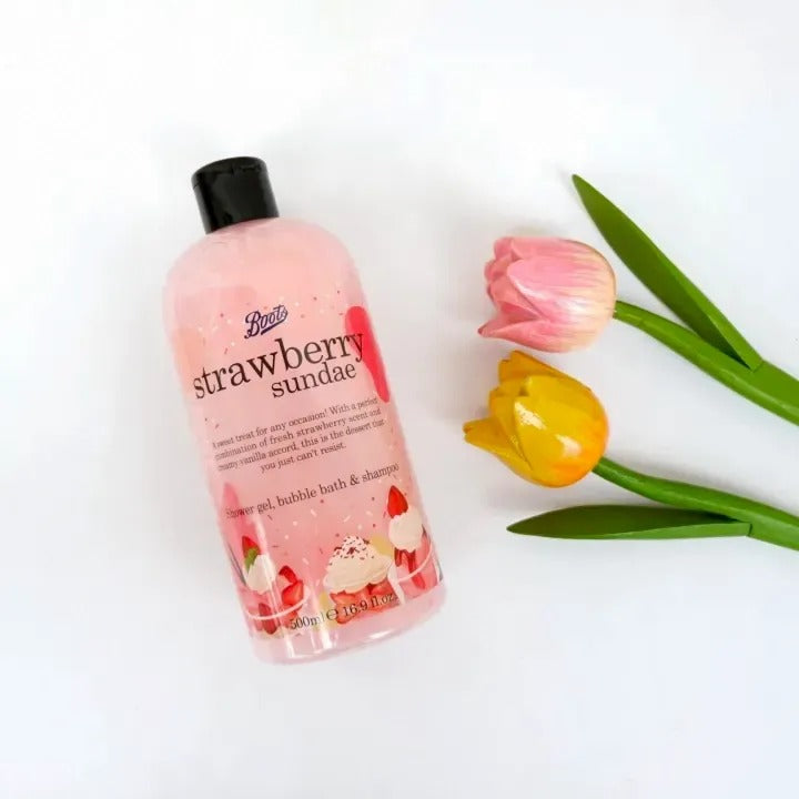 Boots Strawberry Sundae Shower Gel, Bubble Bath & Shampoo 500ml