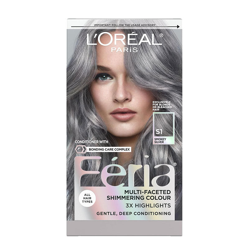 L’Oreal Paris Feria Multi-Faceted Shimmering Permanent Hair Color S1 Smokey Silver