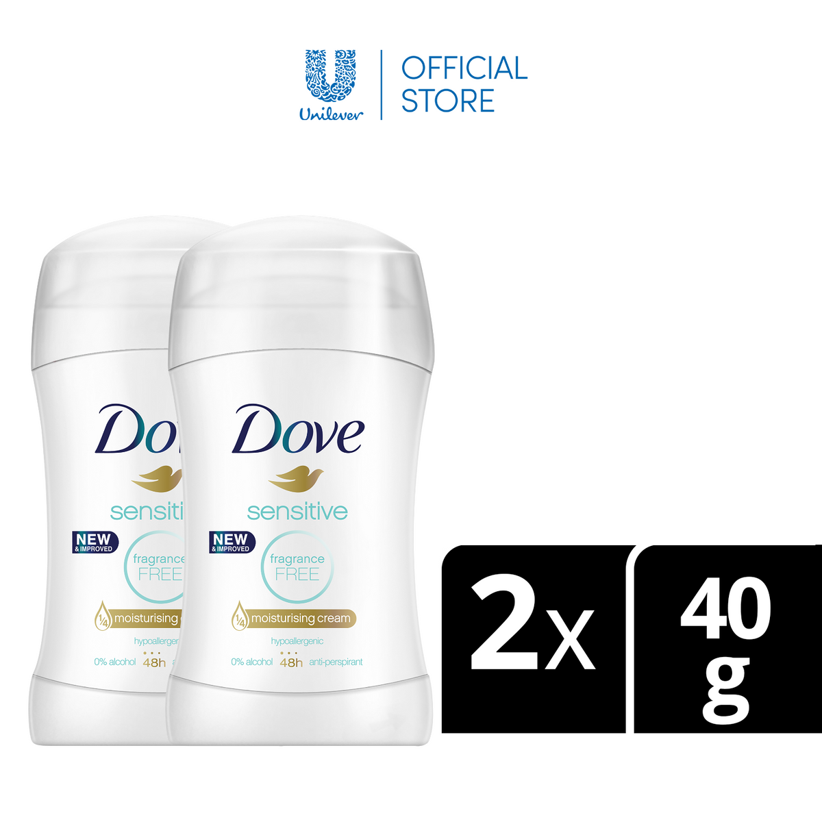 Dove Sensitive Hypoallergic 48H Antiperspirant Stick 40ml