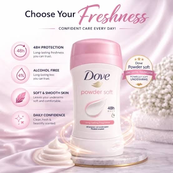 Dove Powder Soft Feel Antiperspirant Deodorant Stick Size: 40ml