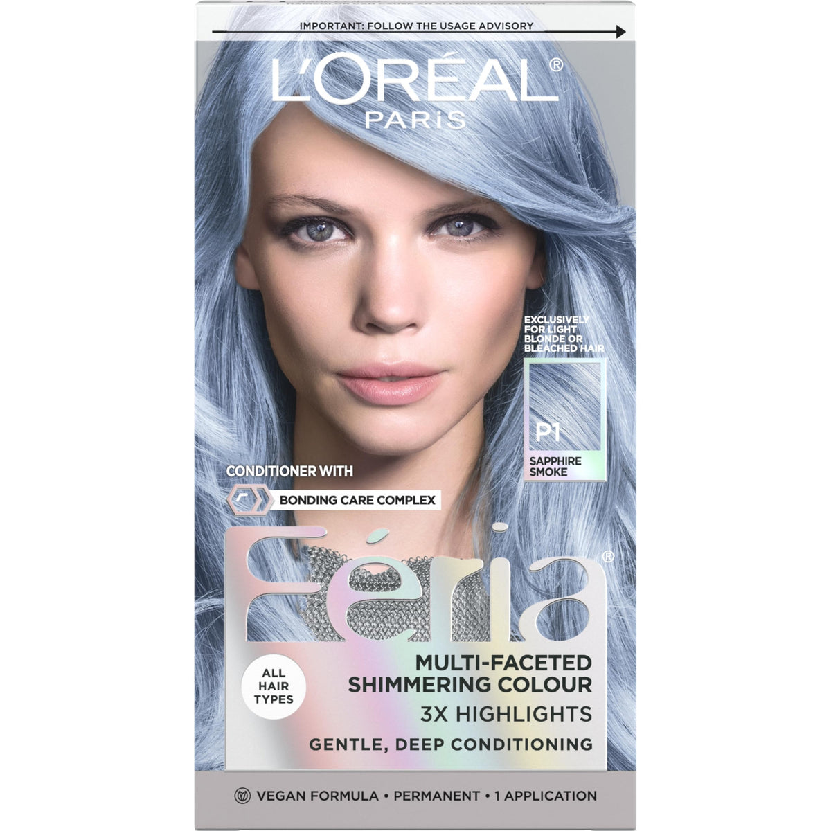 L'Oreal Paris Hair Color Feria Pastels Dye Smokey Blue P1