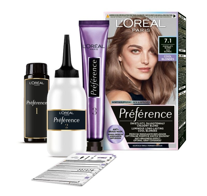 Loreal Paris Preference 7.1 Ash Blonde permanent hair color