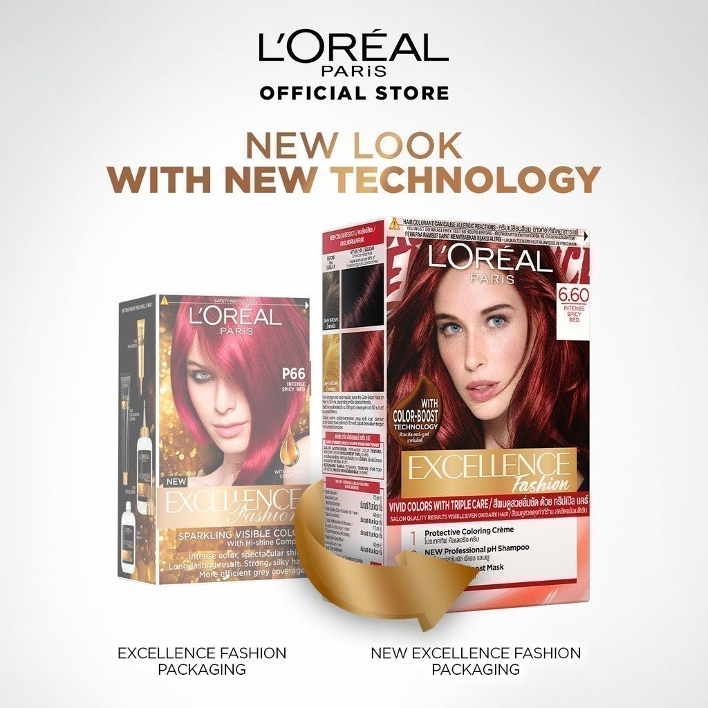 Loreal Paris Excellence Fashion Vivid Colors with Triple Care Hair Color - 6.60 Intense Spicy Red