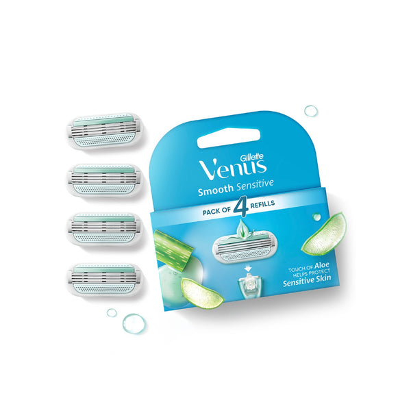 Gillette Venus Smooth 4's Pack Razor Blade Cartridges with Aloe Extracts