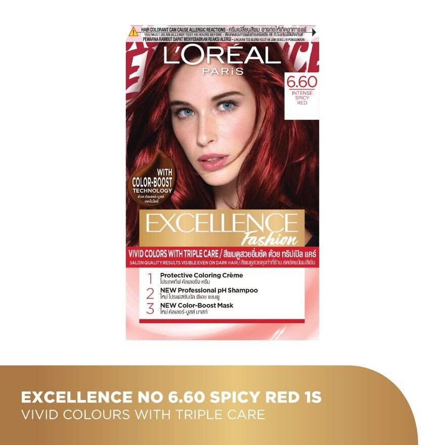Loreal Paris Excellence Fashion Vivid Colors with Triple Care Hair Color - 6.60 Intense Spicy Red