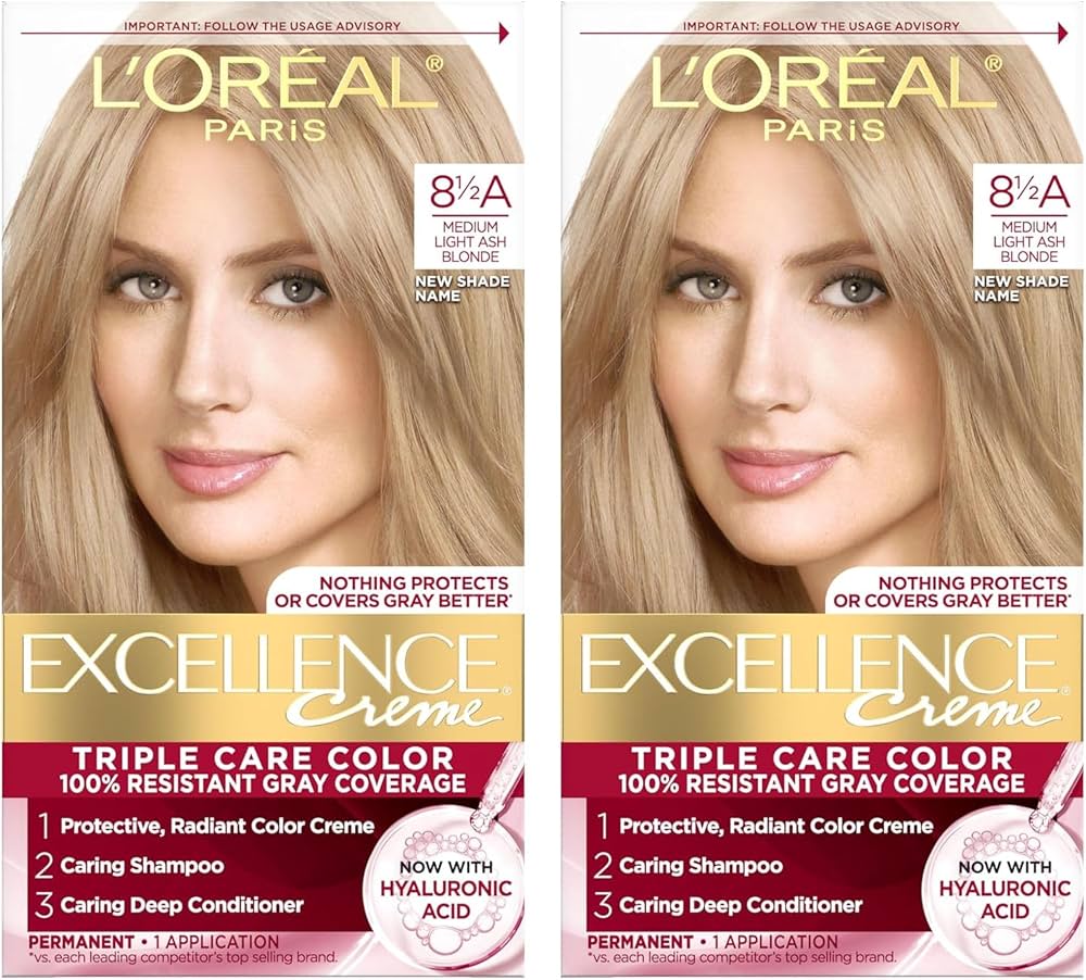 L’Oréal Paris Excellence Creme Hair Color 8½A Medium Light Ash Blonde