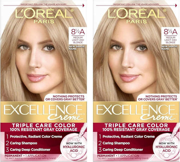 L’Oréal Paris Excellence Creme Hair Color 8½A Medium Light Ash Blonde