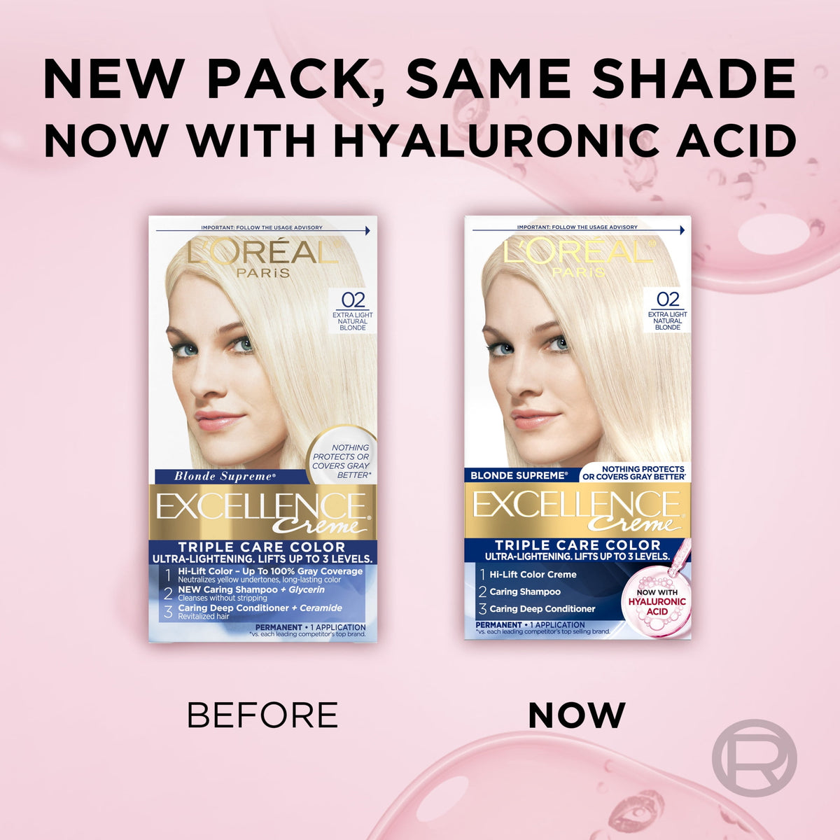 L'Oreal Paris Excellence Crème Permanent Hair Dye, Triple Care Hair Color with Hyaluronic Acid for 100% Gray Coverage, 02 Extra Light Natural Blonde