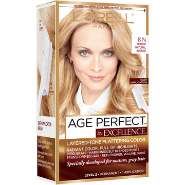 L'Oreal Paris Excellence Age Perfect Layered Tone Flattering Color, 8N Medium Natural Blonde