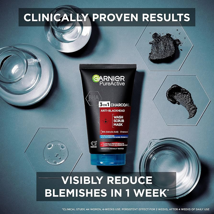 Garnier Pure Active Intensive Acne Prone Charcoal 3 in 1 Wash (Australia) 150ml