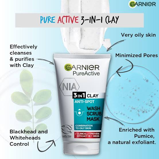 Garnier Pure Active 3 in 1 Wash Scrub Mask 150ml