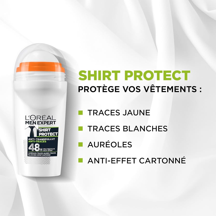 L'Oréal ParisL'Oréal Paris Men Expert 48H Shirt Protect Anti-Perspirant Roll On Deodorant 50ml (UK)