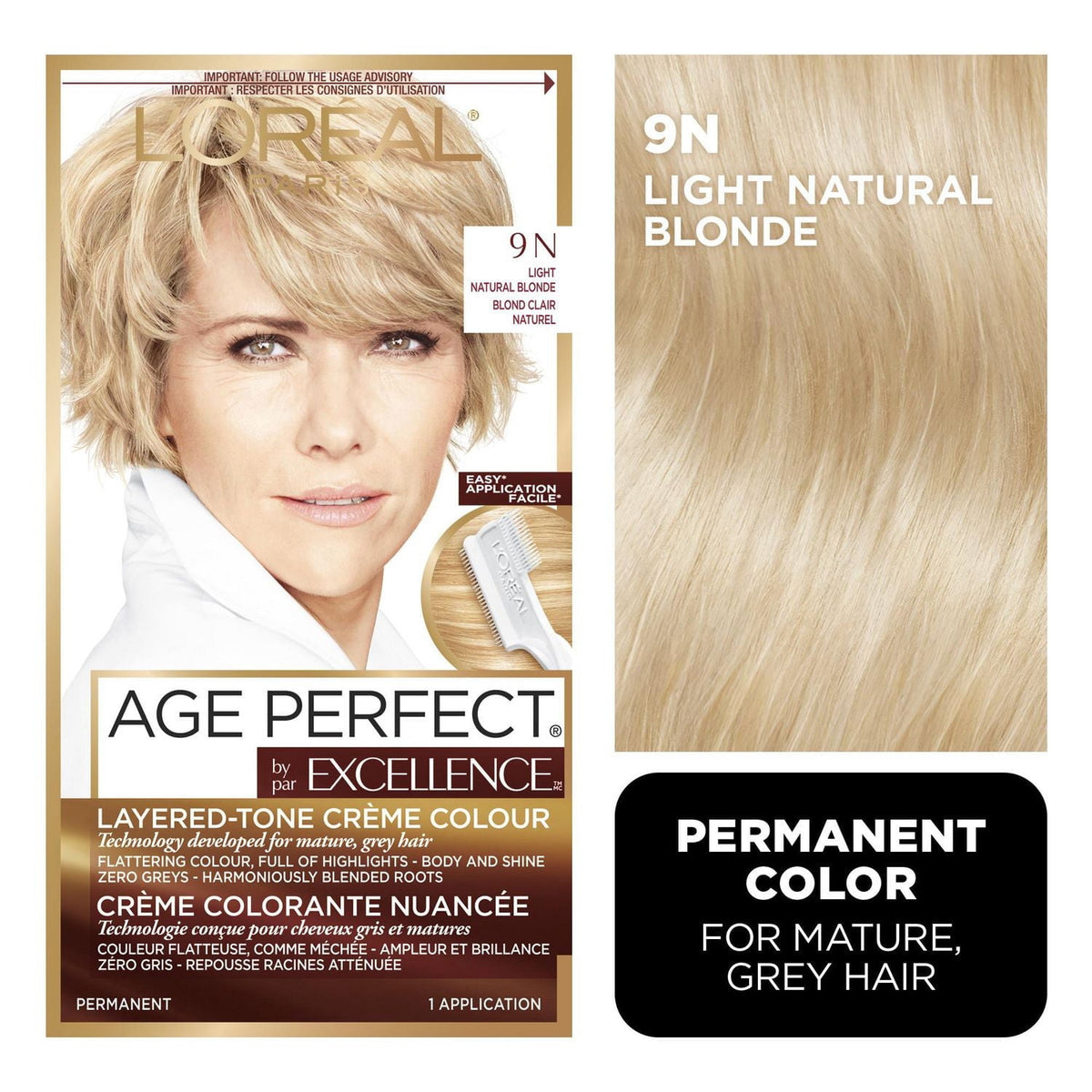L'Oreal Paris Age Perfect Permanent Hair Color, 9N Light Natural Blonde