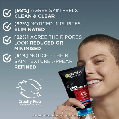 Garnier Pure Active Intensive Acne Prone Charcoal 3 in 1 Wash (Australia) 150ml