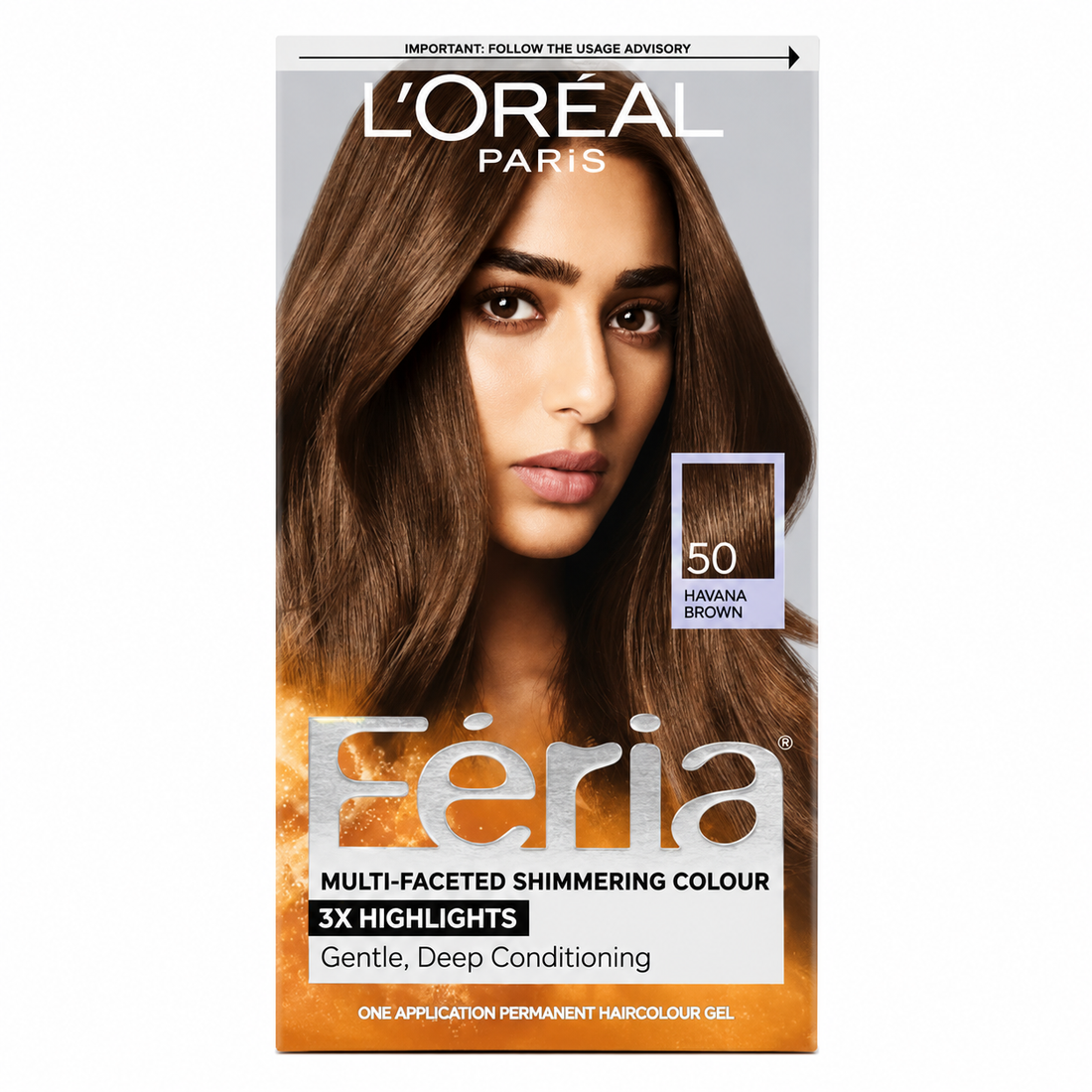 L'Oreal Paris Feria Multi-Faceted Shimmering Permanent Hair Color 50 Havana Brown