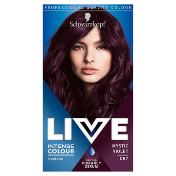 Schwarzkopf LIVE Intense Colour, Long Lasting Permanent Purple Hair Dye, With Built-In Vibrancy Serum, Up To 70% Grey Coverage, Mystic Violet 087