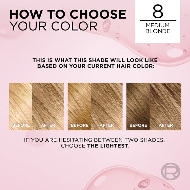 L'Oreal Paris Excellence Crème Permanent Hair Dye, Triple Care Hair Color with Hyaluronic Acid for 100% Gray Coverage, 8 Medium Blonde