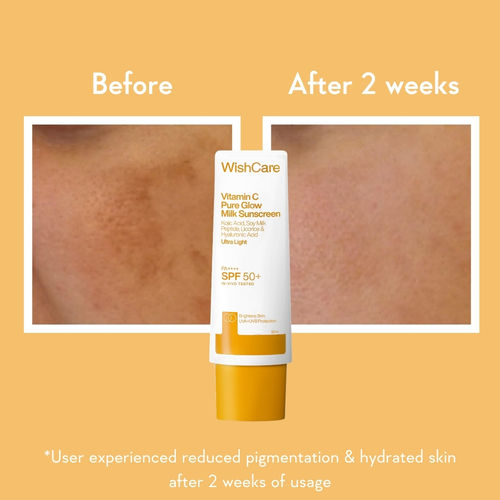 Wishcare Vitamin C Pure Glow Milk Sunscreen Ultra Light SPF 50+ PA++++ 50ml