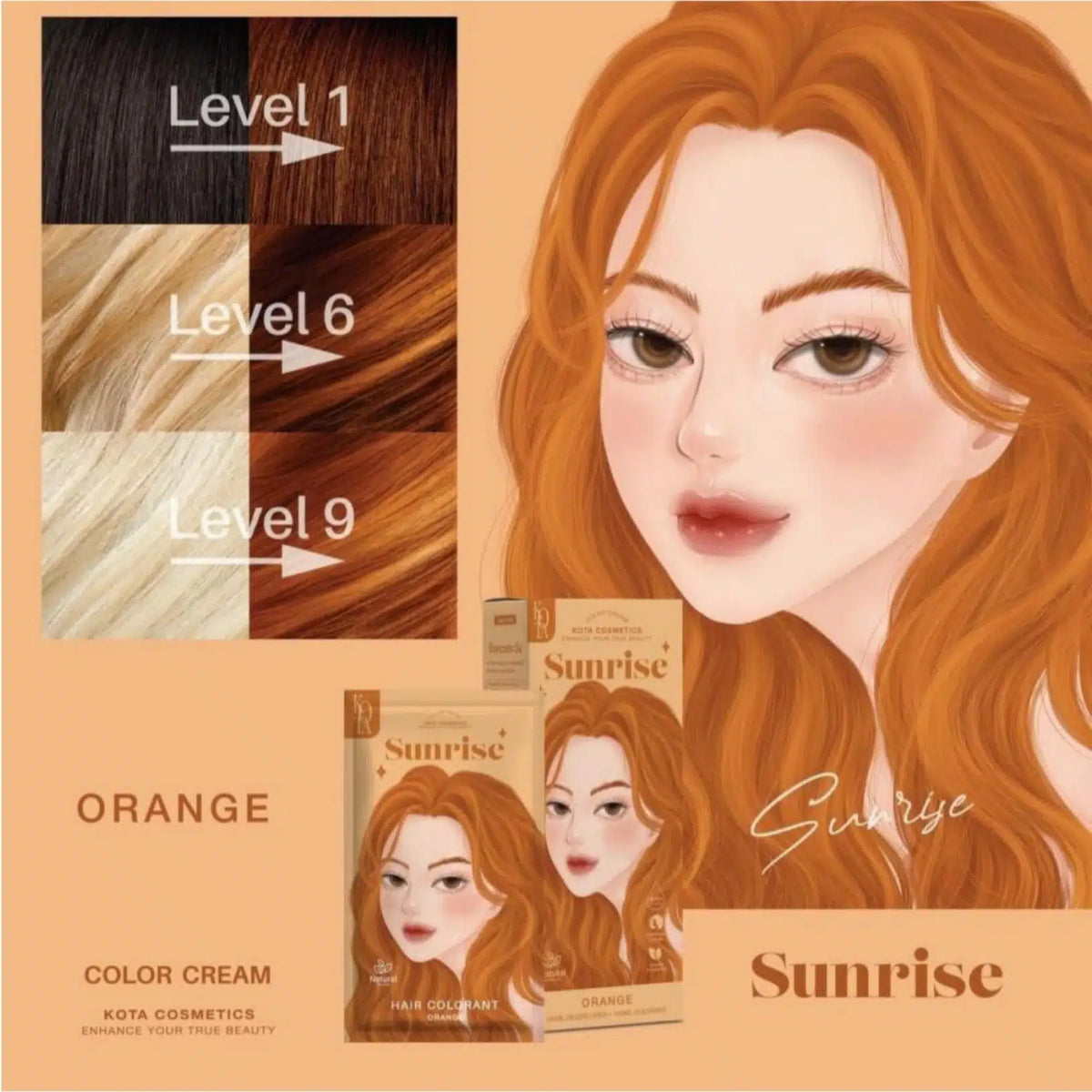Kota Cosmetics Hair Color Cream Sunrise 100+100ml - Orange