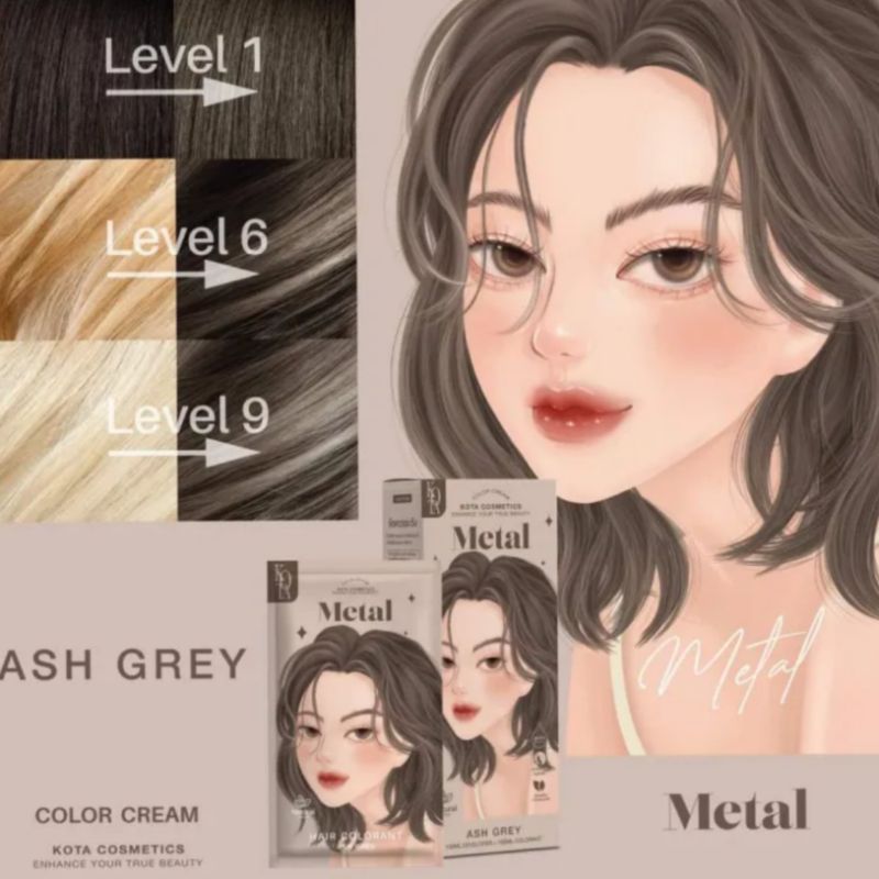 Kota Cosmetics Metal Hair Color 100+100ml - Ash Grey