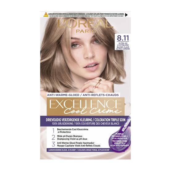 LOREAL Excellence Cool Creme Hair Color Ultra Ash Light Blonde 8.11 – 192ml – Made in France