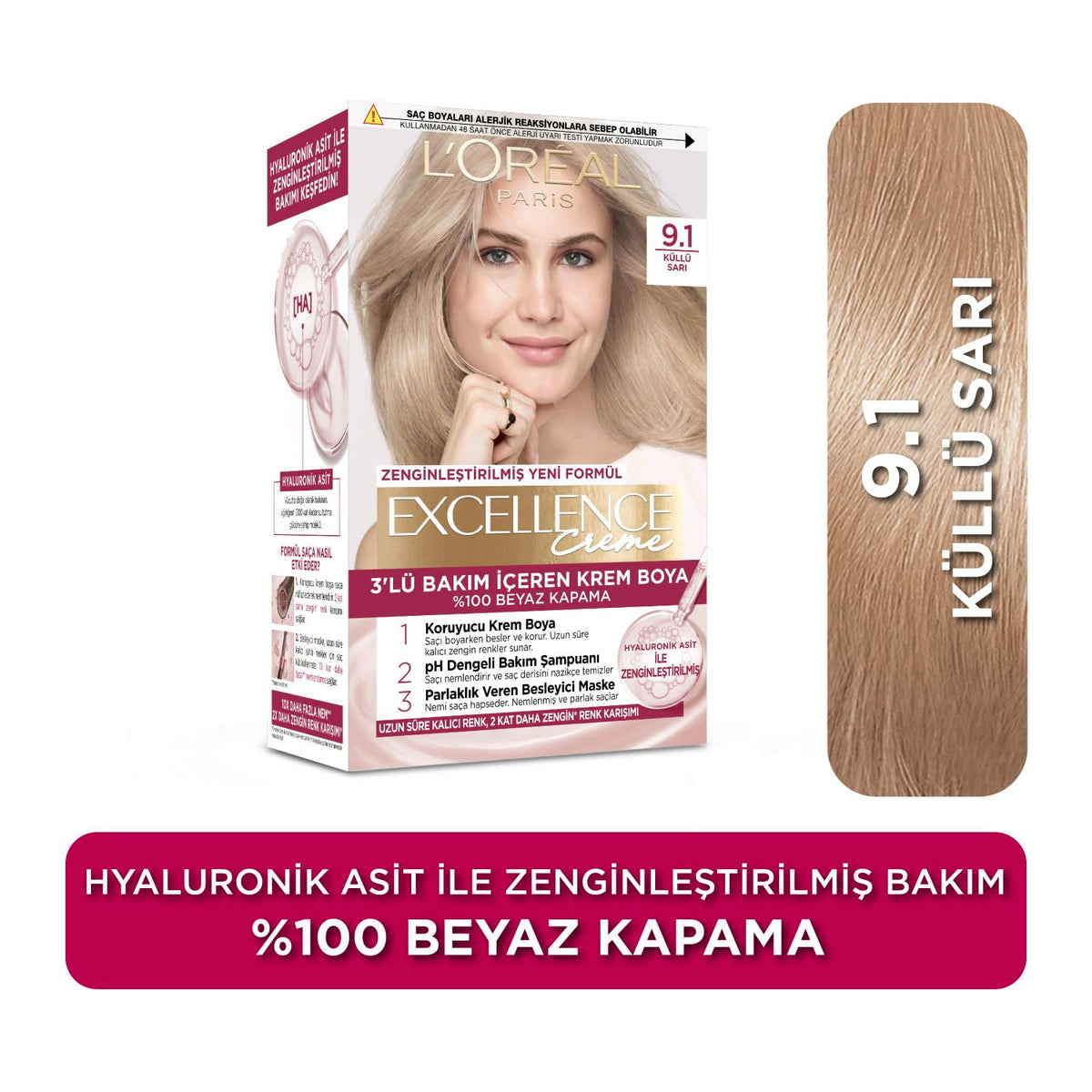 L’Oreal Paris Excellence Crème 9.1 Light Ash Blonde Hair Dye