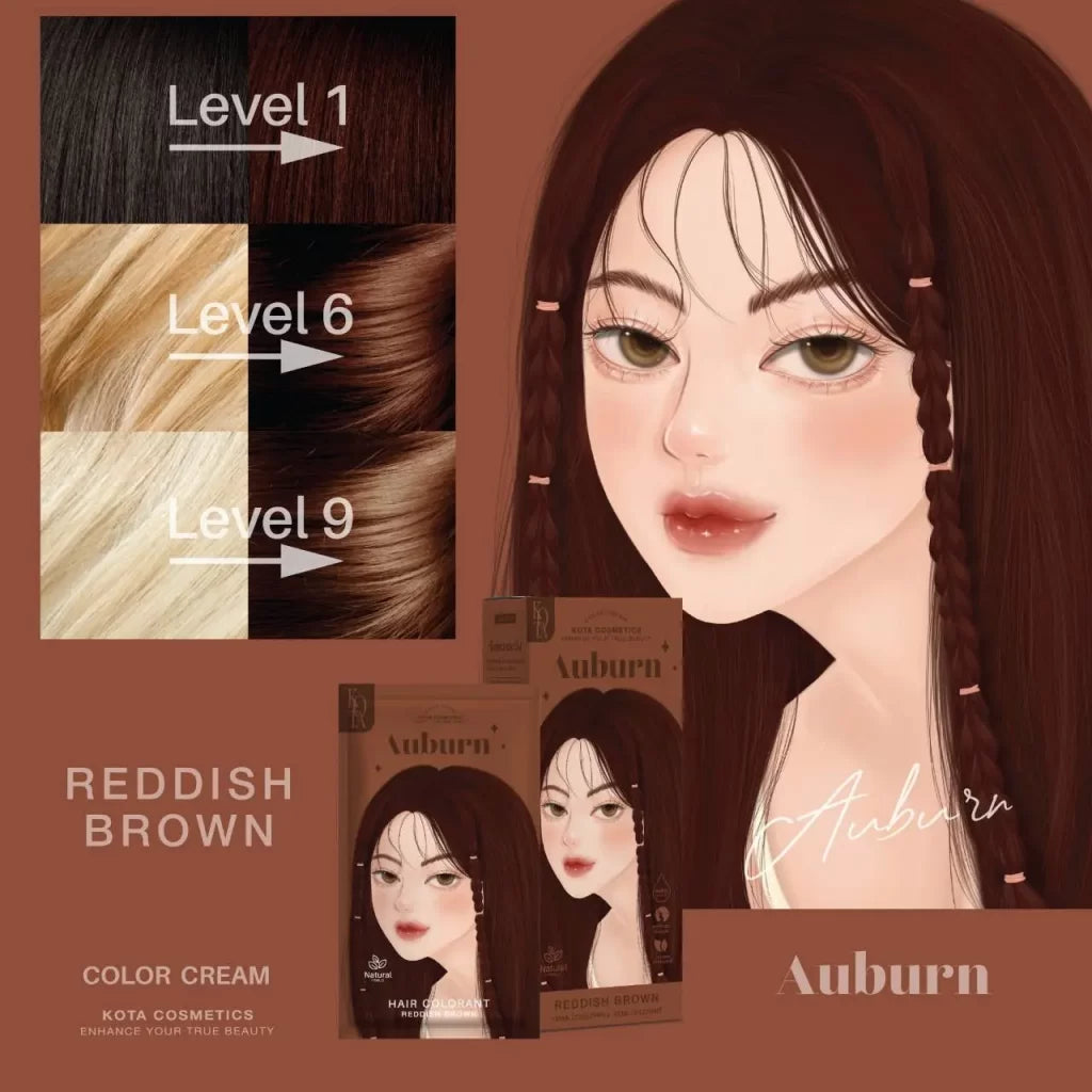Kota Cosmetics Auburn Hair Color 100+100ml - Reddish Brown