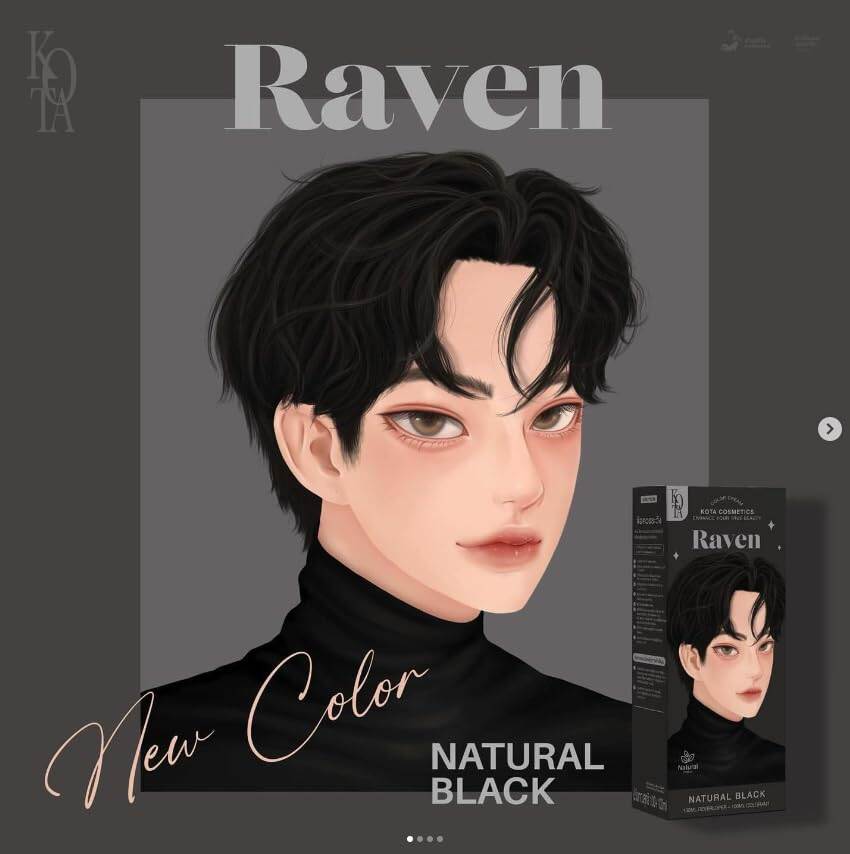 Kota Cosmetics Hair Color Cream Raven 100+100ml - Natural Black