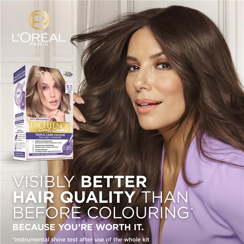 LOREAL Excellence Cool Creme Hair Color Ultra Ash Light Blonde 8.11 – 192ml – Made in France