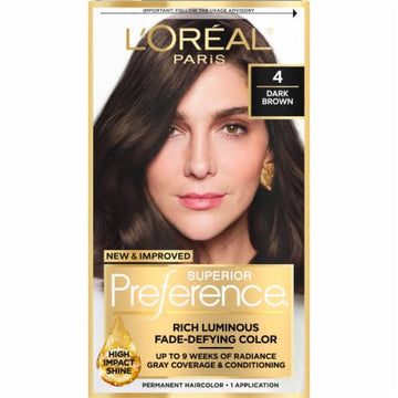 L'Oréal Paris Superior Preference Permanent Hair Color, 4 Dark Brown